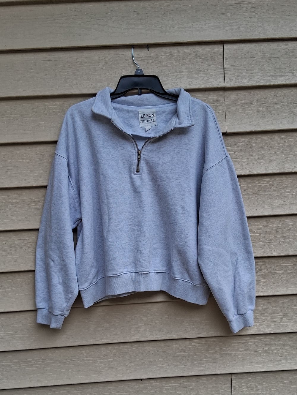 Le Bon Shoppe Light Gray Half-Zip Turtleneck Sweatshirt